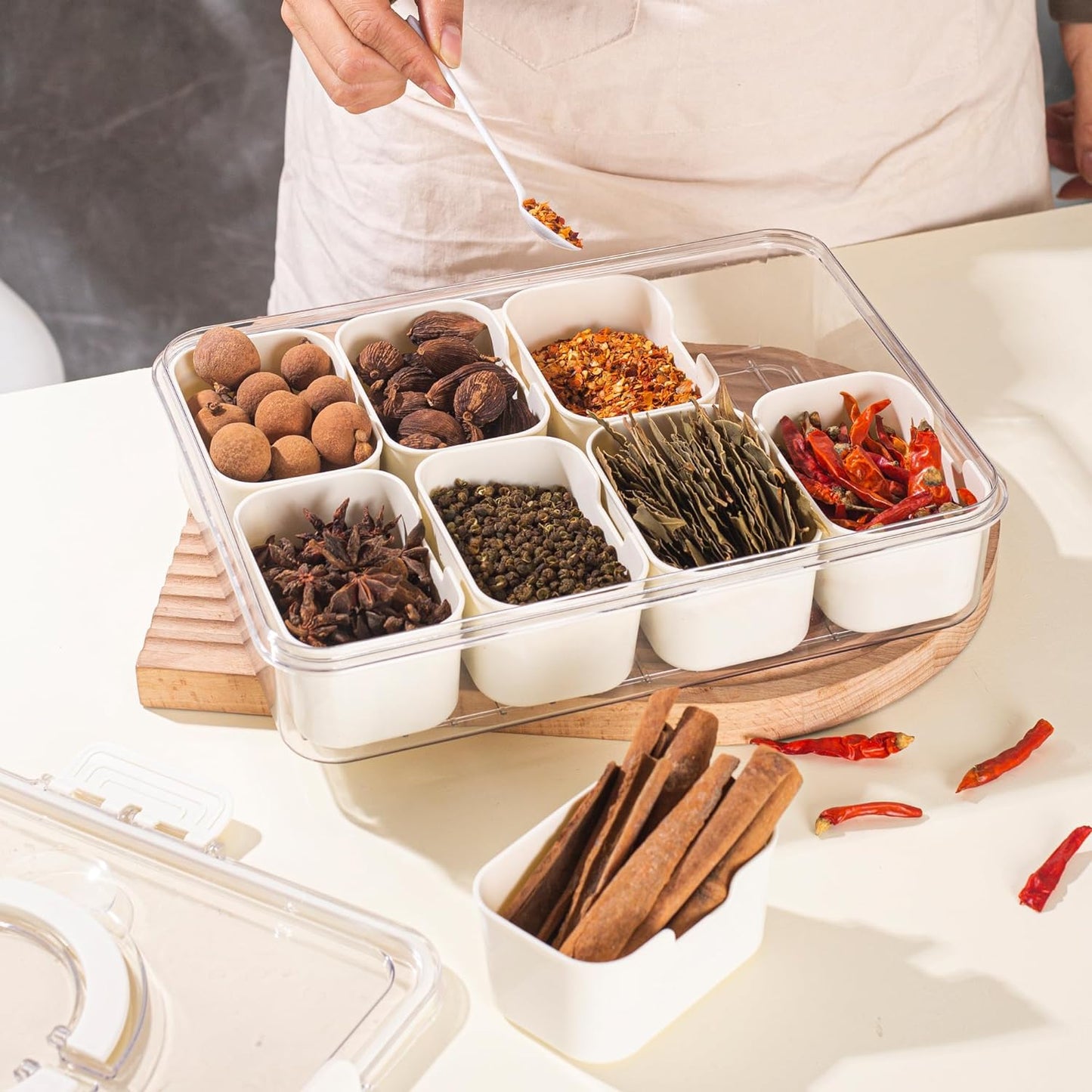 8 Compartments divided serving tray with Handle - Orthorun