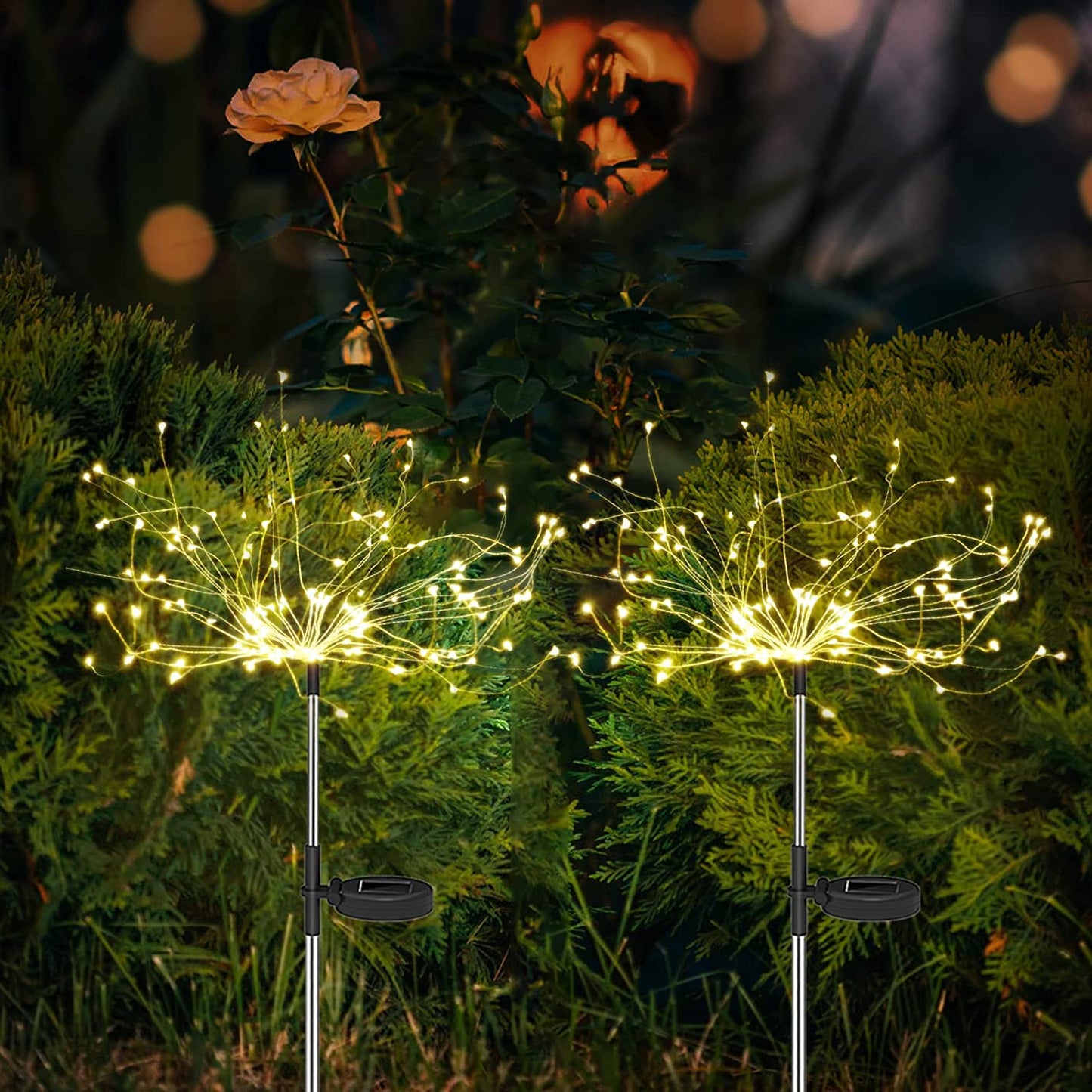 Orthorun | 4-Piece Solar Firework Garden Lights – Weatherproof LED Decorative Stakes for Garden & Patio