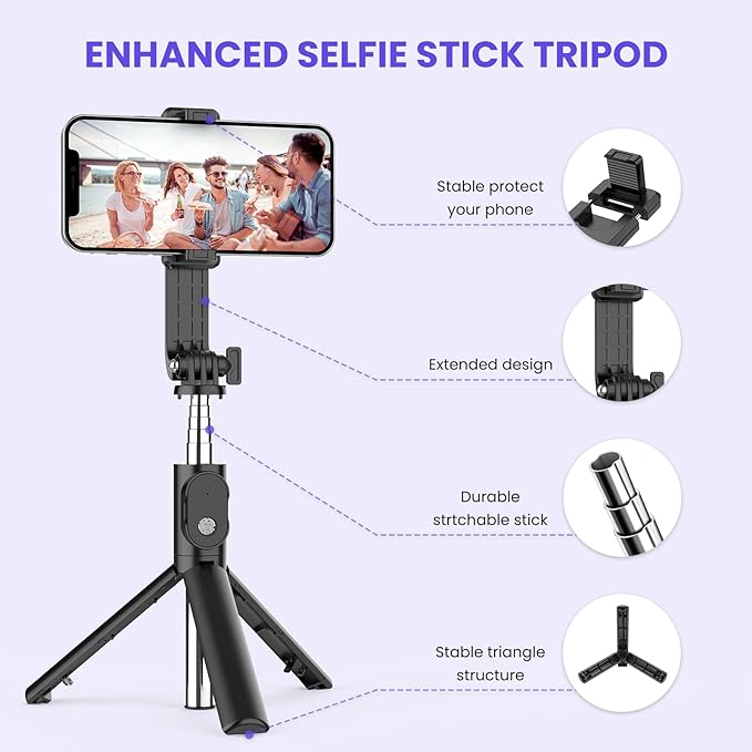 6 In 1 Wireless Bluetooth Selfie Stick With Fill Light - Orthorun