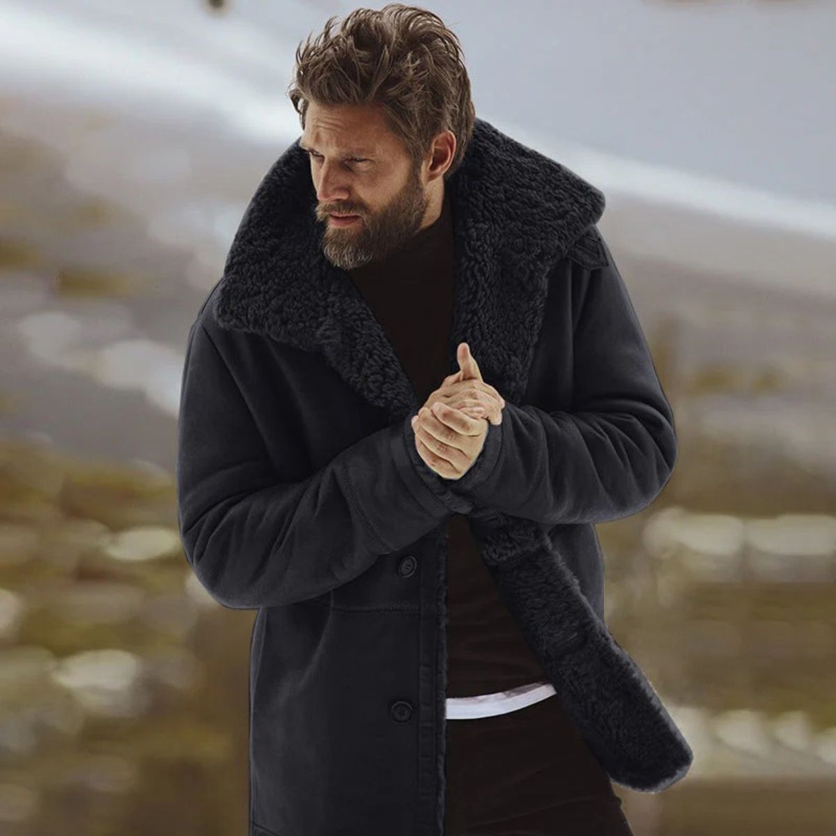 Aspeno | Men’s Shearling Winter Coat