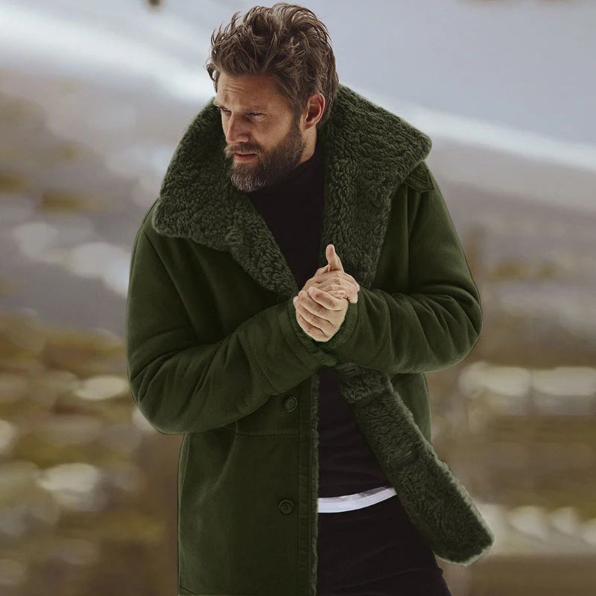 Aspeno | Men’s Shearling Winter Coat