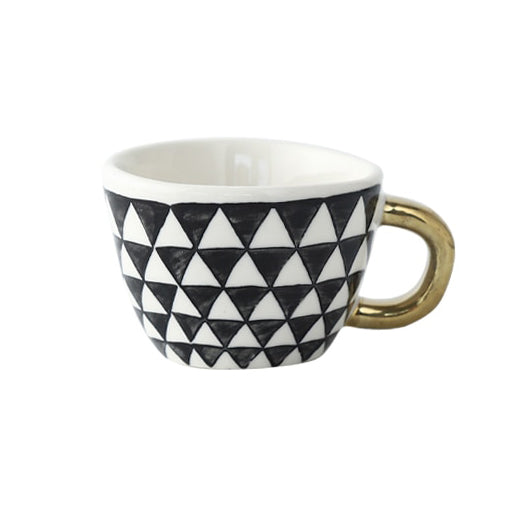 Orthorun | Abstract Geometric Pattern Cup with Gold Handle