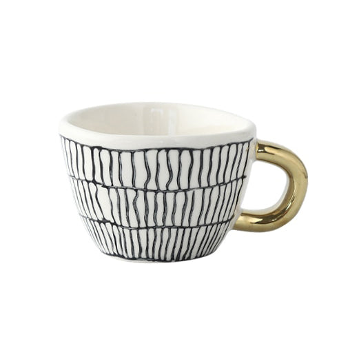 Orthorun | Abstract Geometric Pattern Cup with Gold Handle