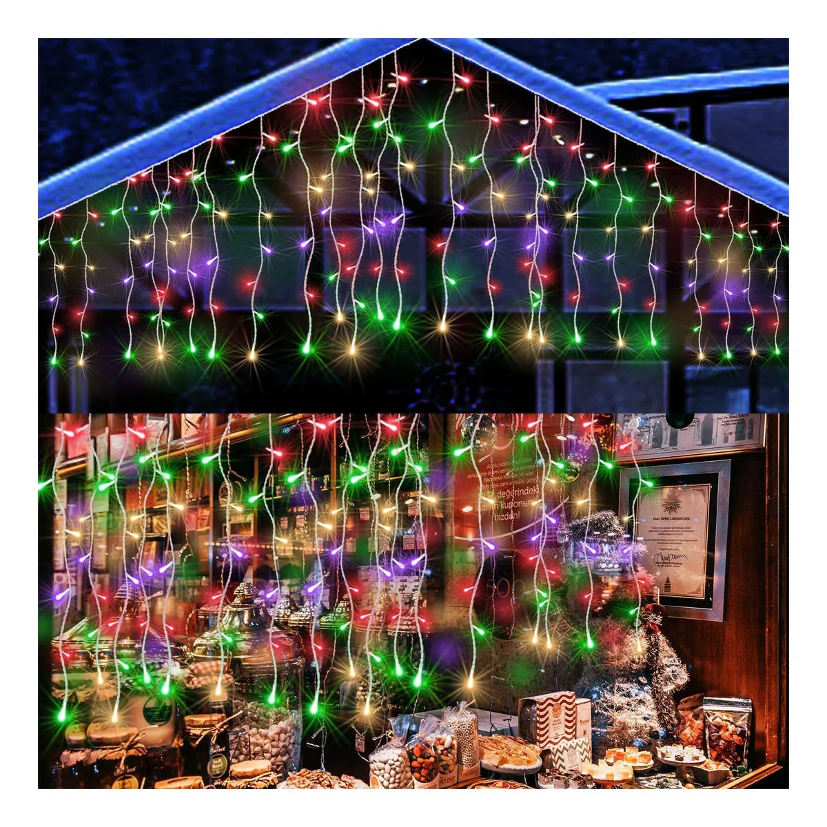 Orthorun | Twinkling Icicle String LED Lights - Warm White & Cool White, Extendable for Indoor & Outdoor Holiday Decor
