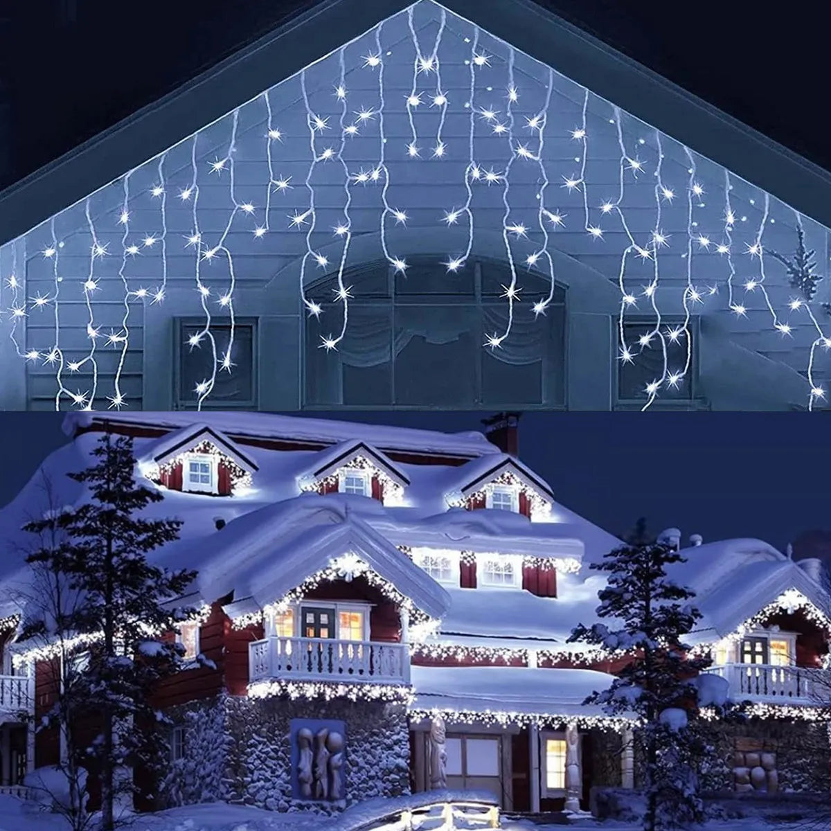 Orthorun | Twinkling Icicle String LED Lights - Warm White & Cool White, Extendable for Indoor & Outdoor Holiday Decor