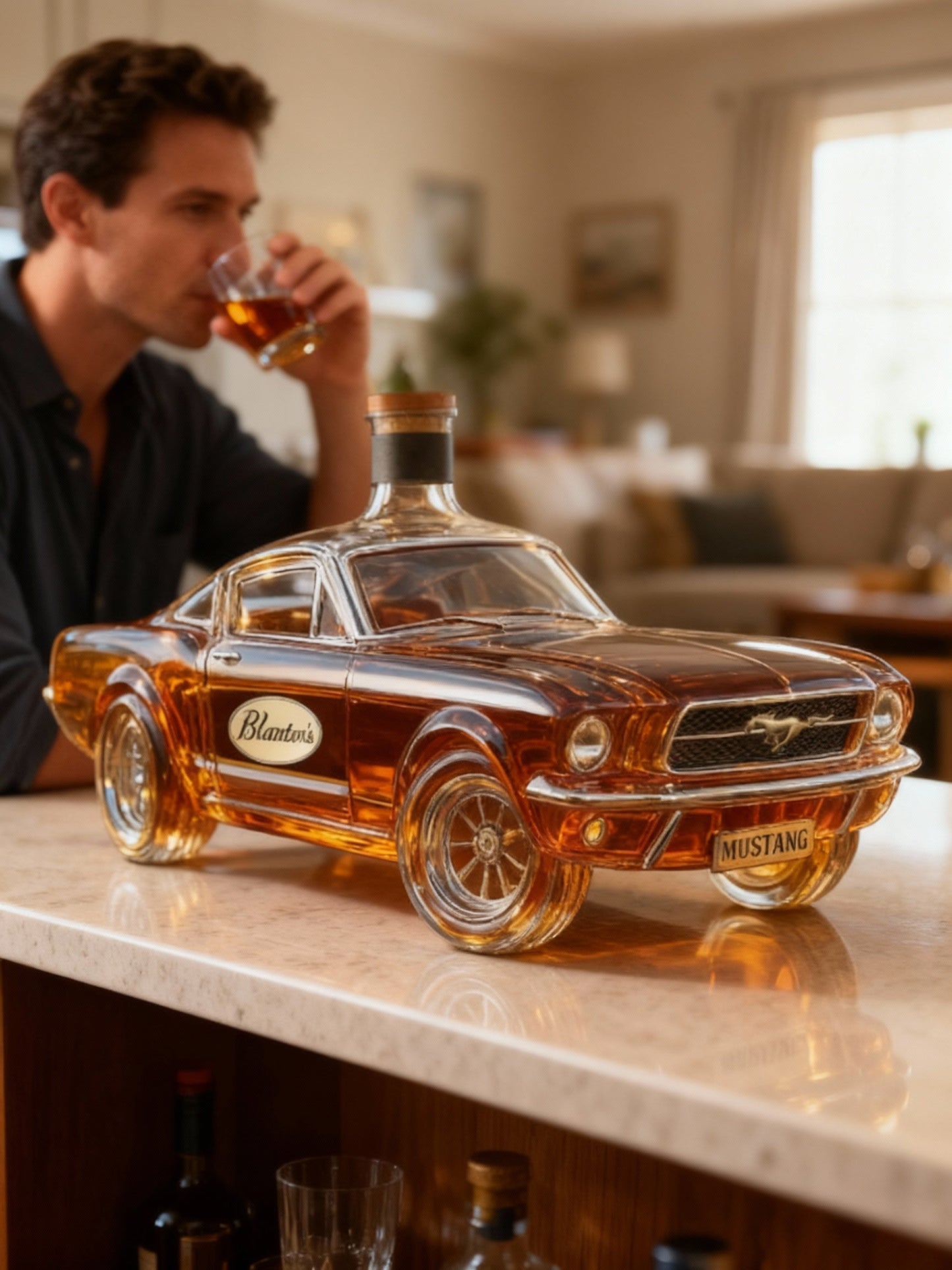 Orthorun | Mustang Car Shaped Whiskey Decanter – Unique Glass Liquor Decanter for Home Bar