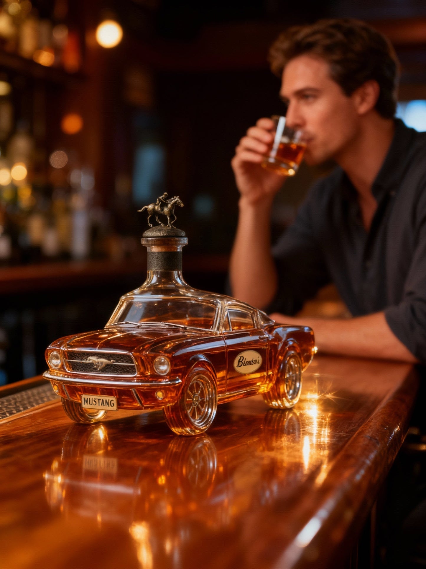 Orthorun | Mustang Car Shaped Whiskey Decanter – Unique Glass Liquor Decanter for Home Bar