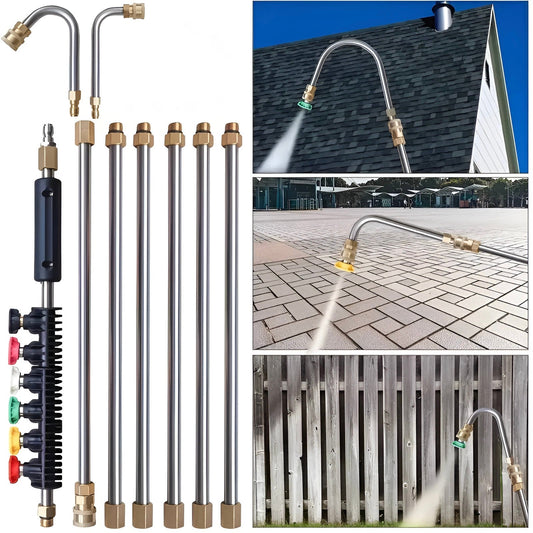 4000 PSI Telescoping High Pressure Power Washer Extension Wands For Gutter & Roof Drainage & Walls Cleaning - Orthorun