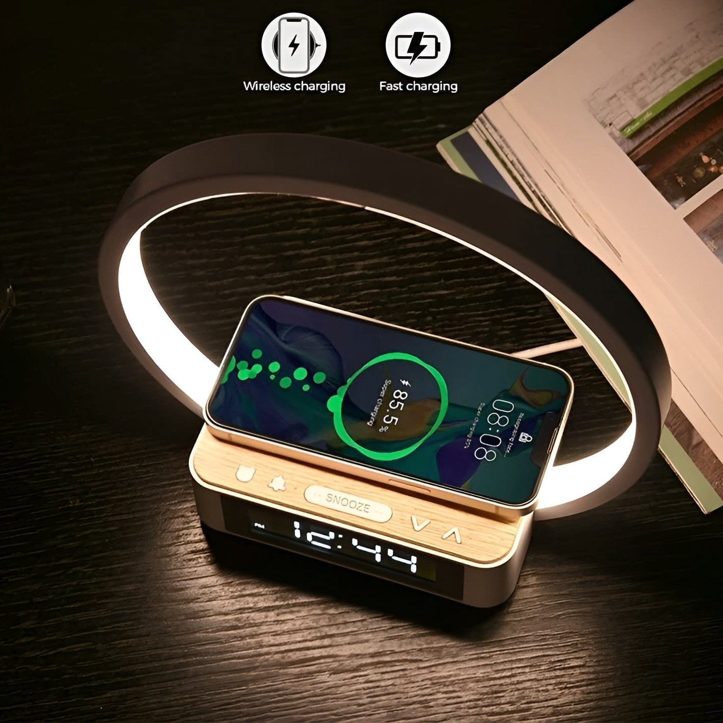 3-in-1 Table Lamp – Wireless Charging, Alarm Clock & Touch Control - Orthorun