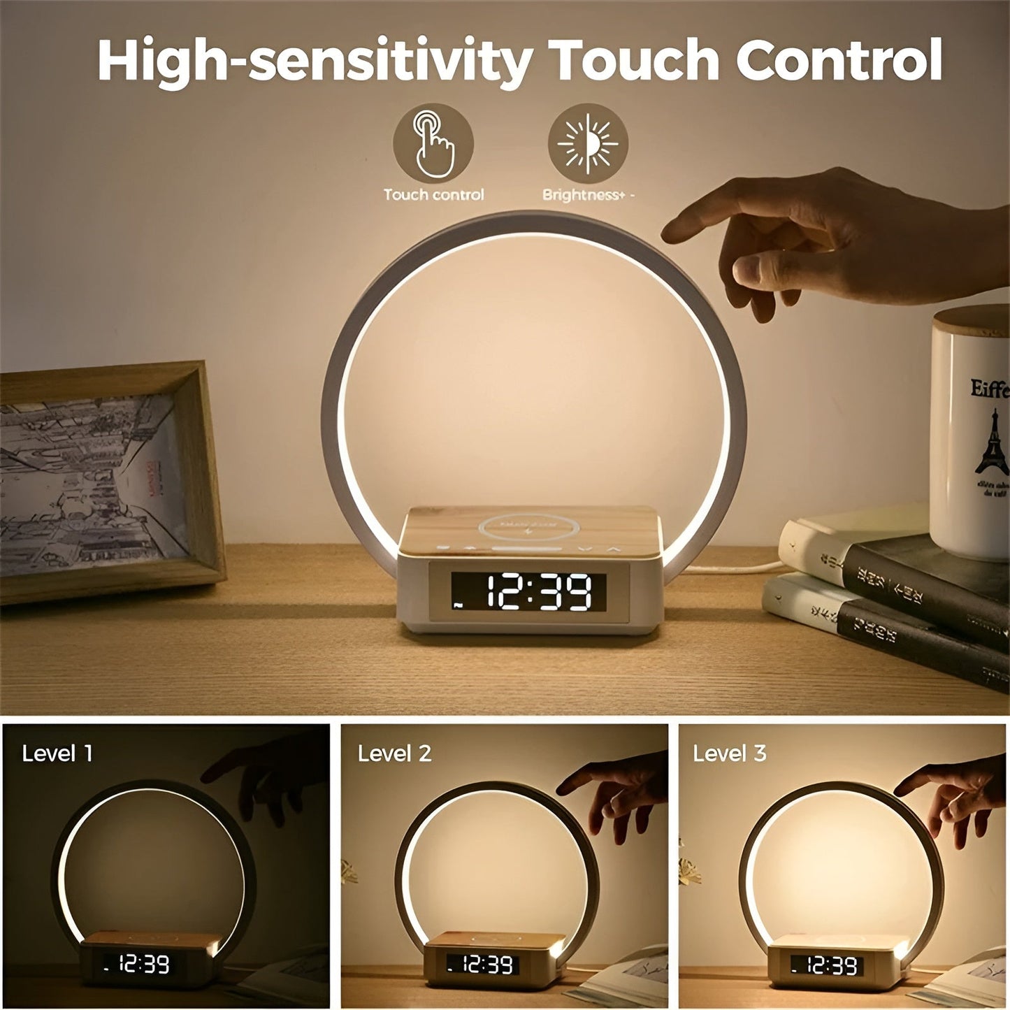 3-in-1 Table Lamp – Wireless Charging, Alarm Clock & Touch Control - Orthorun
