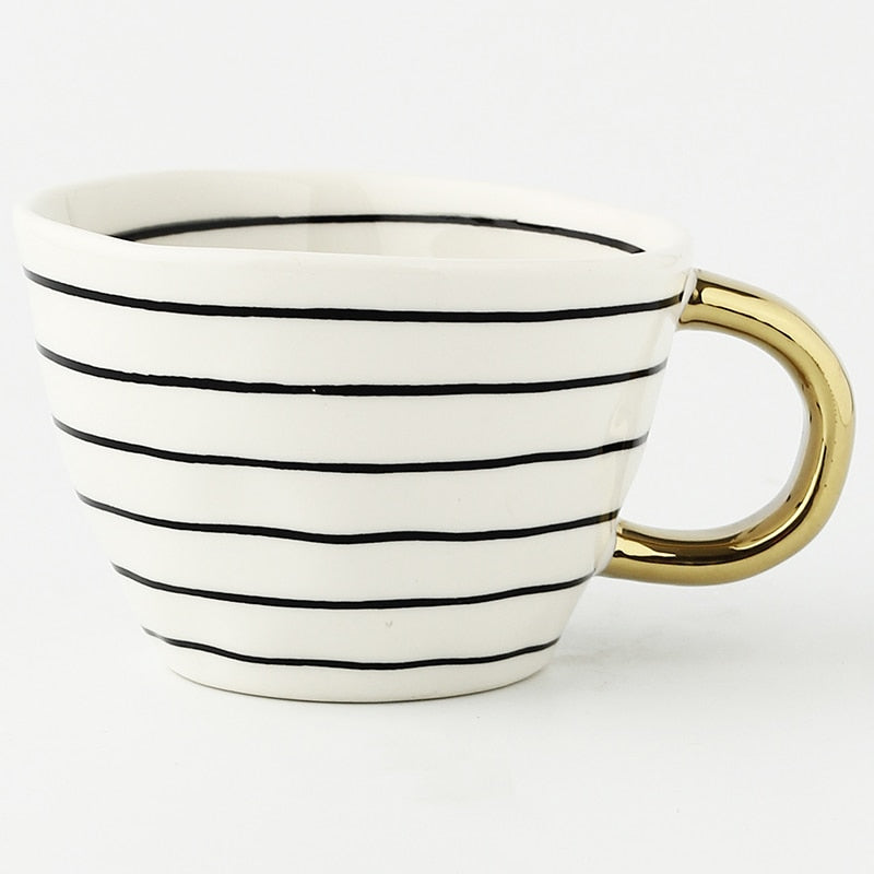 Orthorun | Abstract Geometric Pattern Cup with Gold Handle