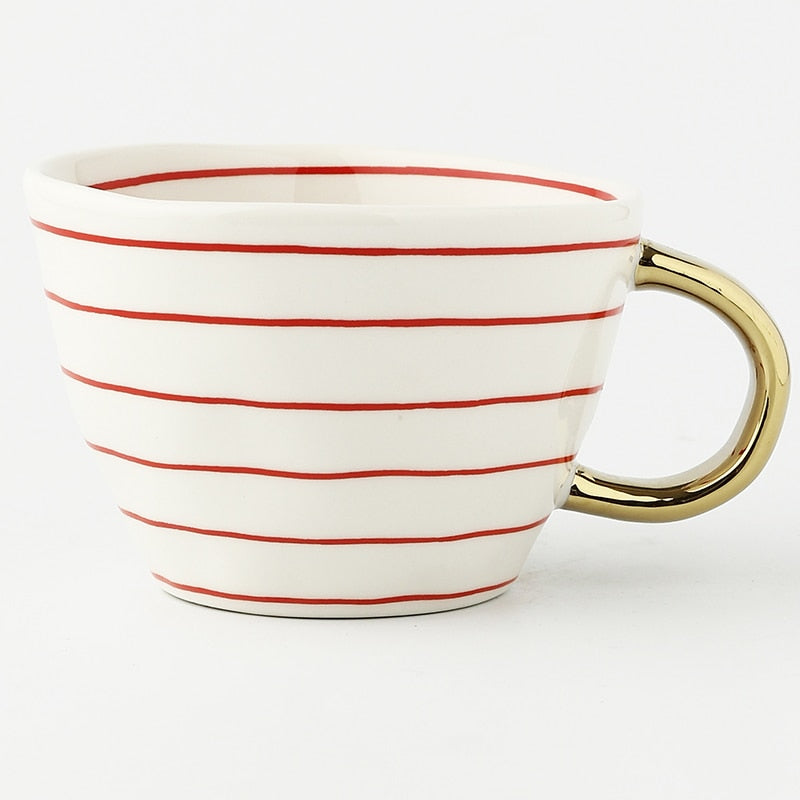 Orthorun | Abstract Geometric Pattern Cup with Gold Handle
