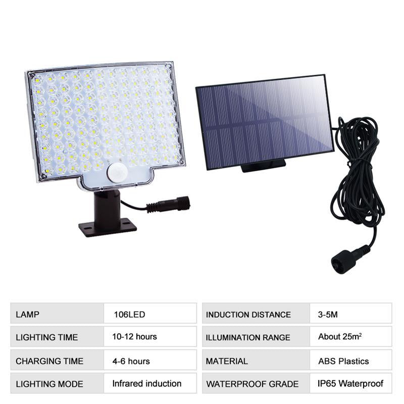 106 LED Solar Outdoor Light With Motion Sensor - Orthorun