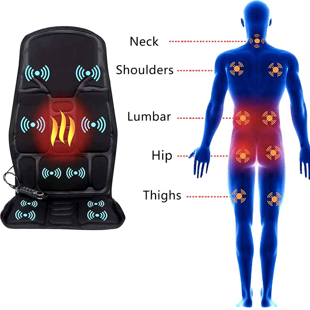 8 Mode Massage Chair Pad With Heated Back Neck Cushion For Car & Home - Orthorun