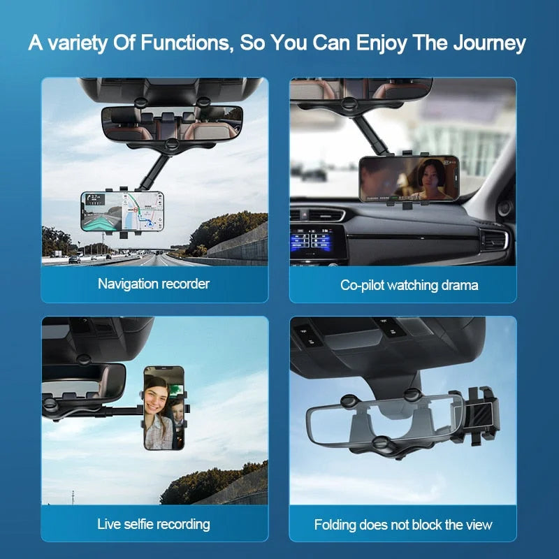 360° Rotating Multifunctional Car Mirror Phone Holder - Orthorun