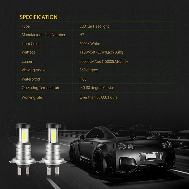 4x H7 LED Headlight Bulb Kit - Orthorun