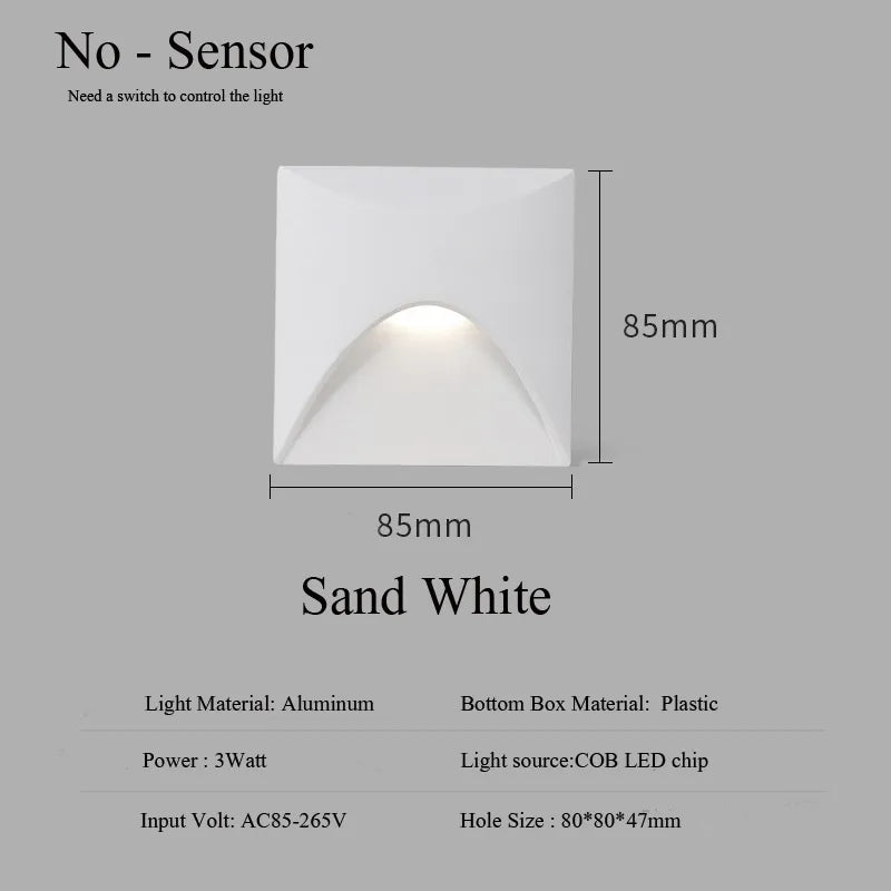 Orthorun | Modern Waterproof IP65 LED Recessed Wall Lamp – 3W Embedded Step & Staircase Balcony Light