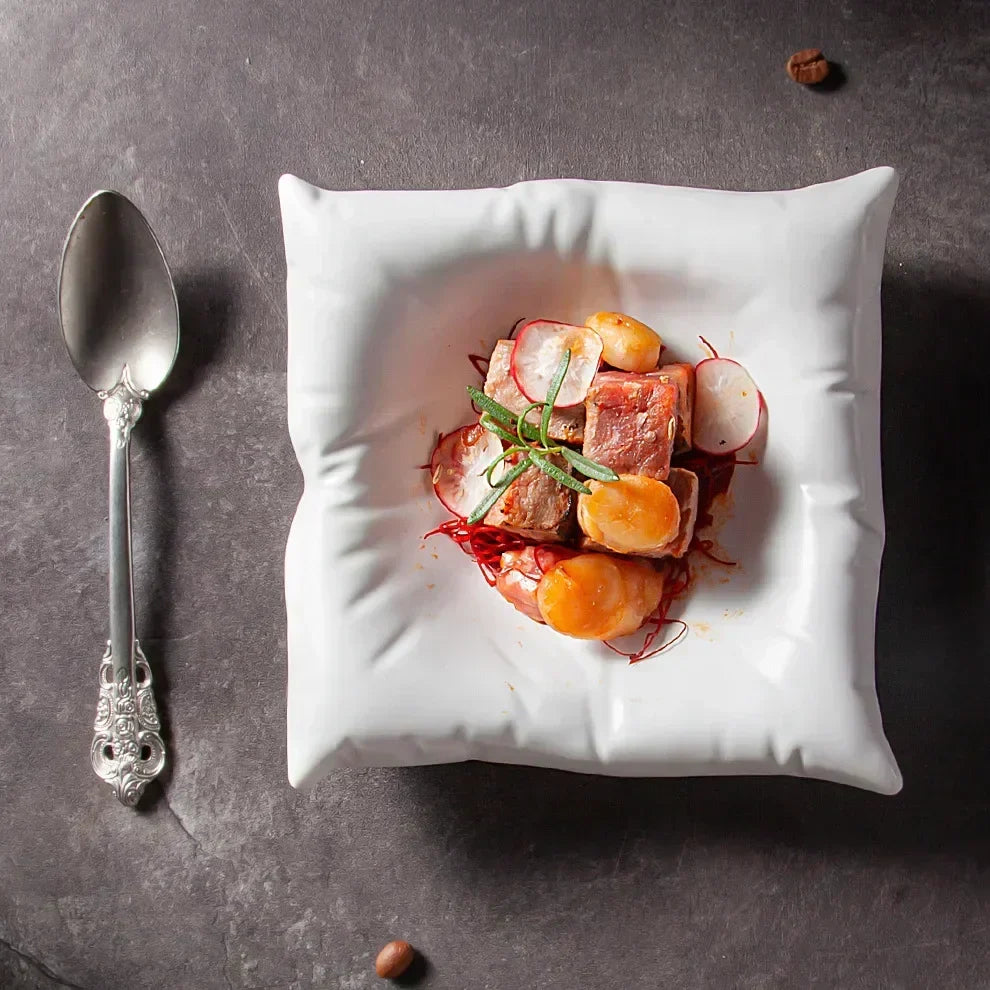 Orthorun | Ceramic Artistic Pillow Shape Food Plate