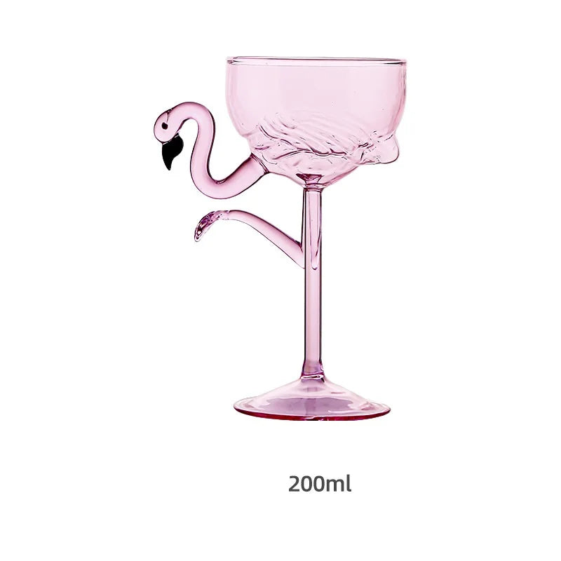 Orthorun | Pink Flamingo Cocktail Clear Party Glasses – Fun Tropical Drinkware Set