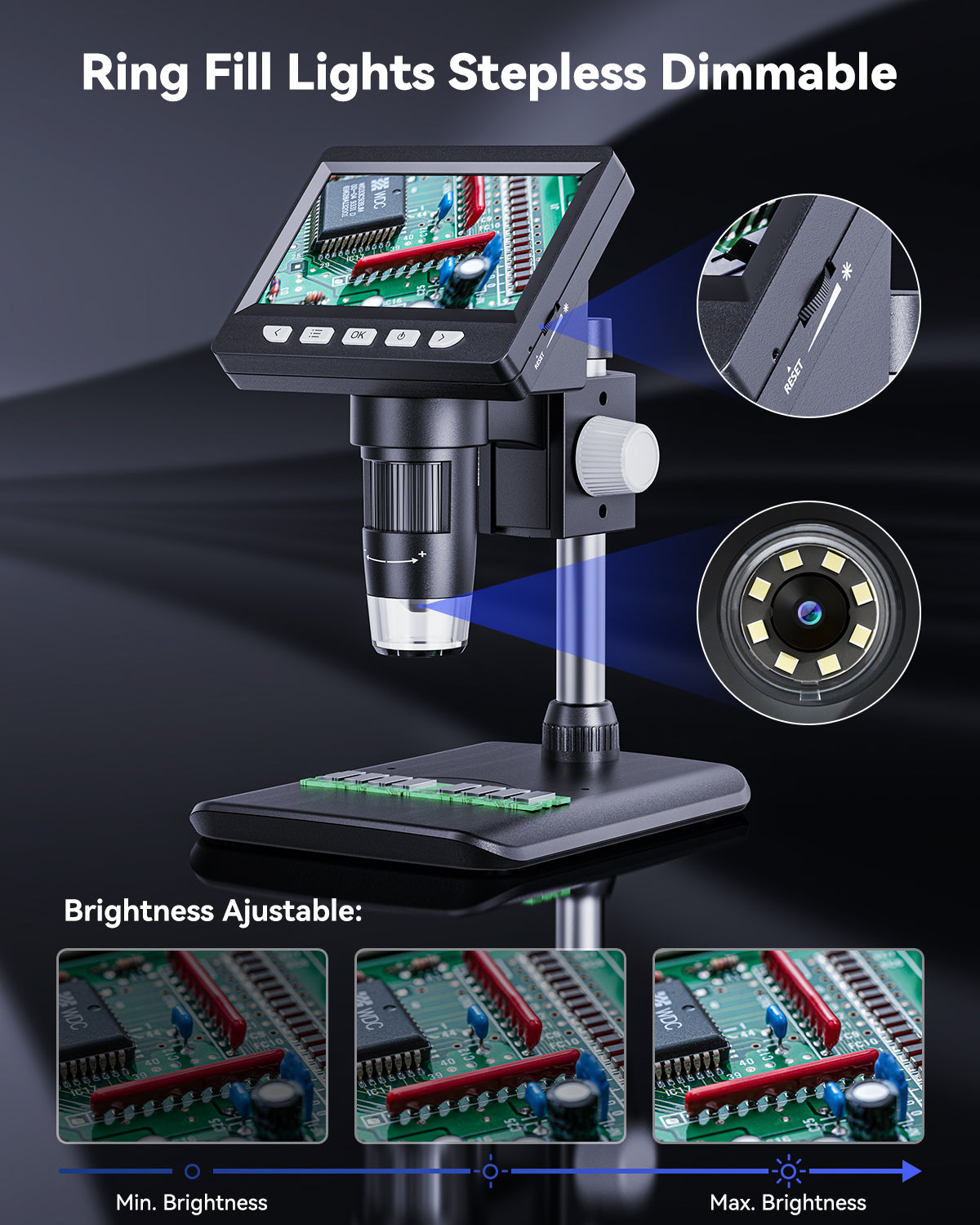 4.3 Inch Digital Soldering Microscope For Electronics Repair - Orthorun