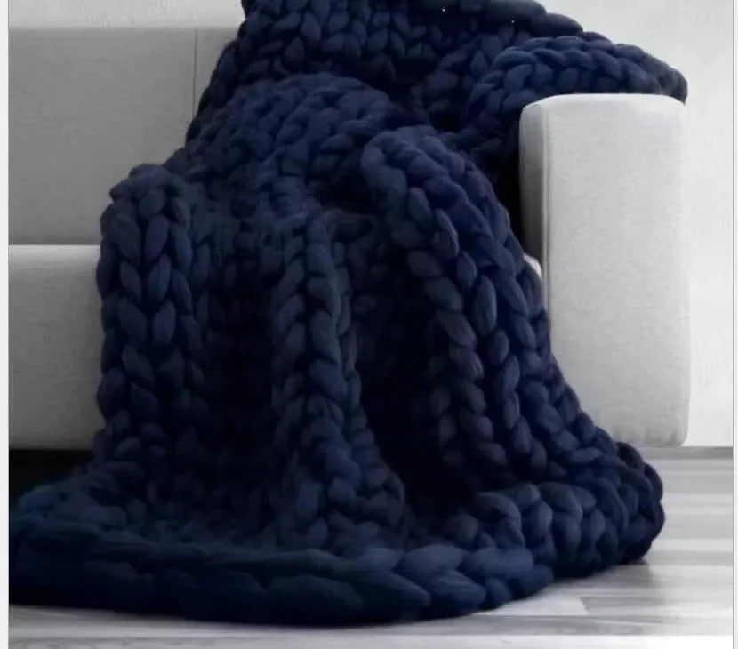 Orthorun | Chunky Knit Blanket – Cozy Wool Blanket for Every Room – Soft & Warm for Sofa and Bed