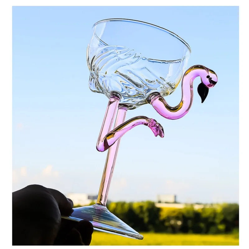 Orthorun | Pink Flamingo Cocktail Clear Party Glasses – Fun Tropical Drinkware Set