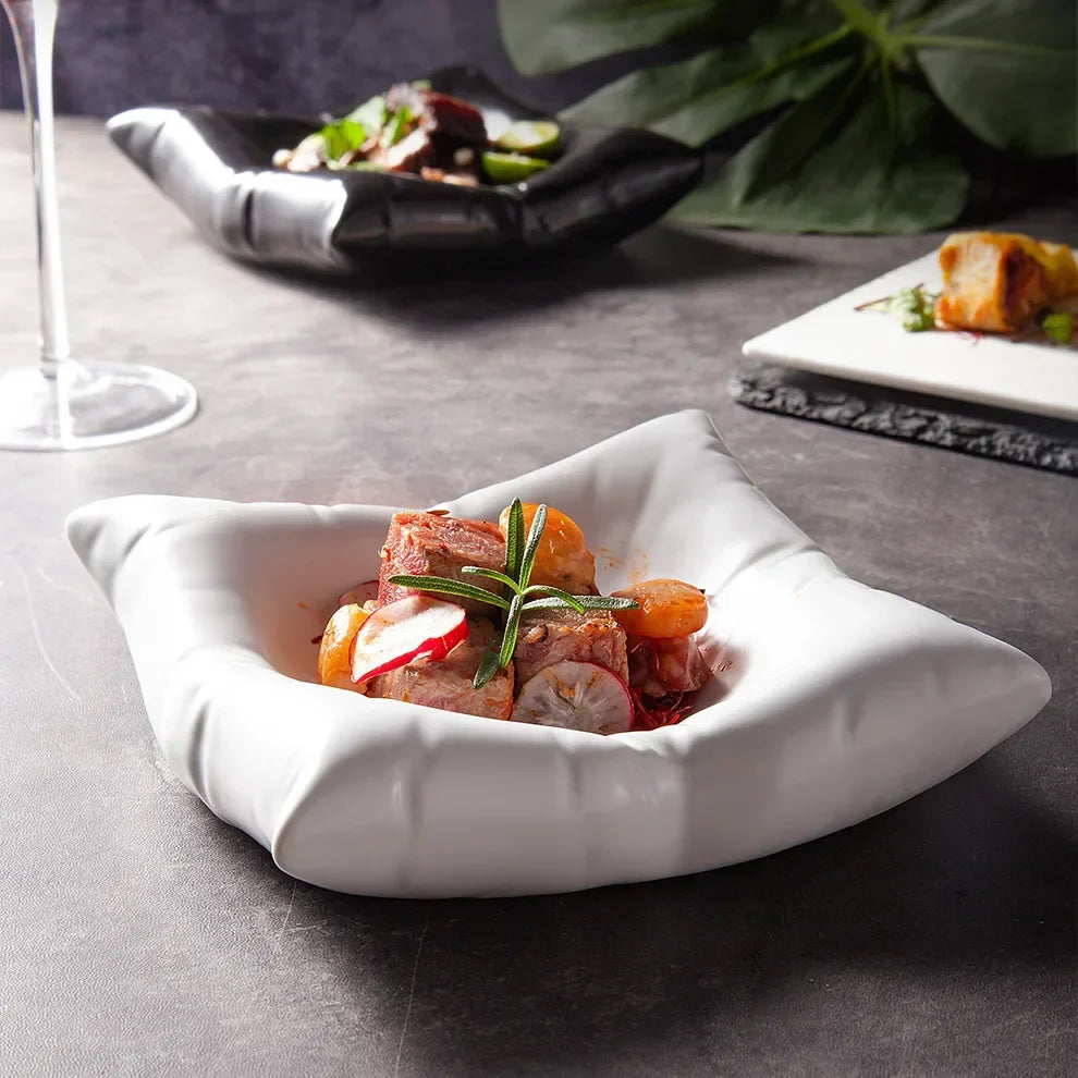 Orthorun | Ceramic Artistic Pillow Shape Food Plate