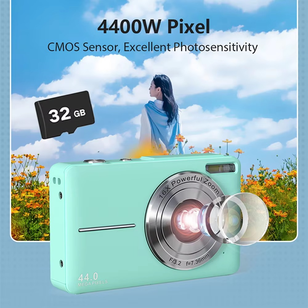 Orthorun | High-Resolution Kids' Digital Camera - 1080P HD, 44MP with 16X Zoom