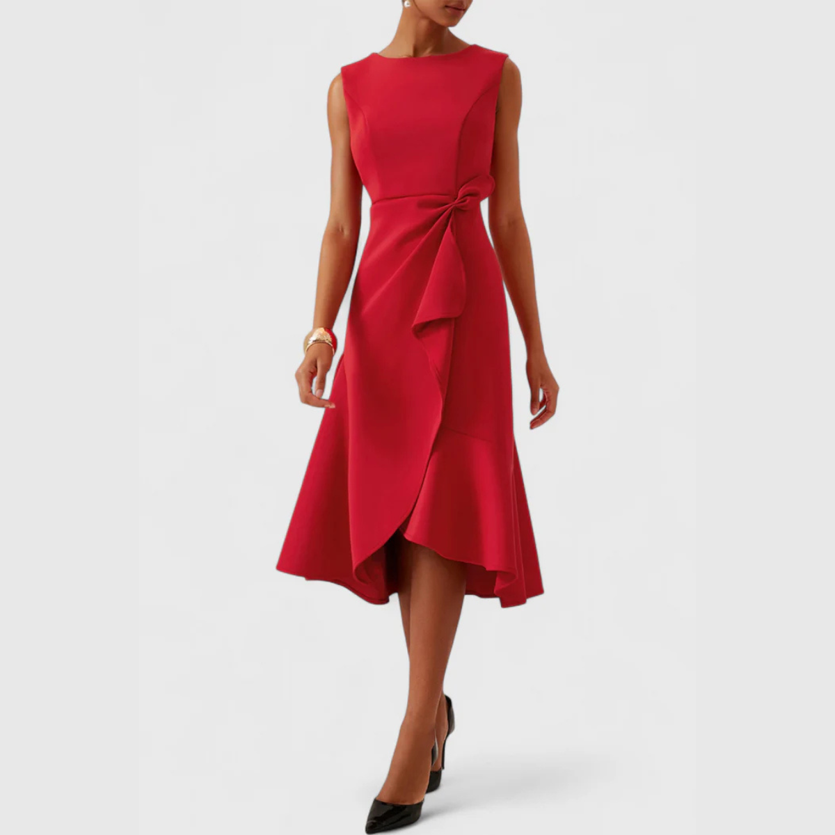 Sheila™ | Draped Asymmetric Midi Dress