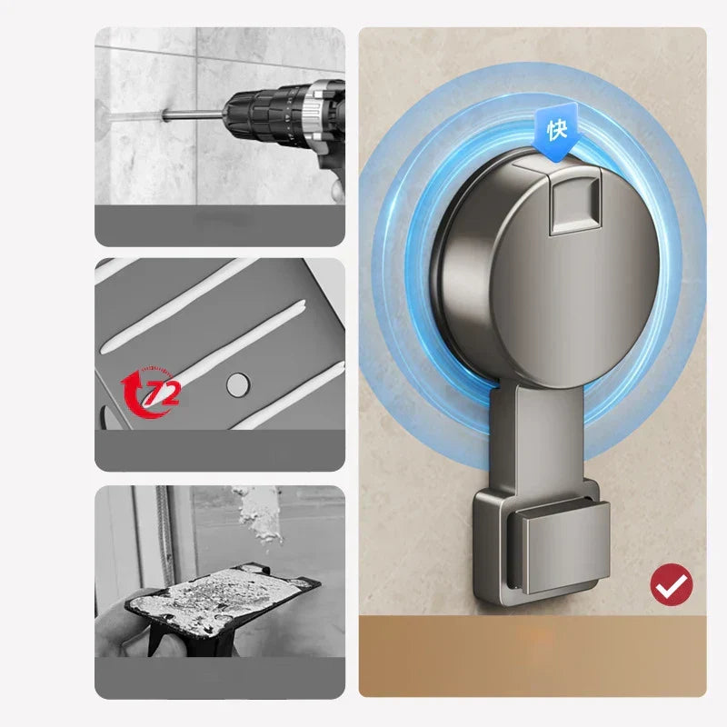 Orthorun | No-Drill Suction Powered Corner Bathroom Organizer – Space-Saving Shower Storage Rack