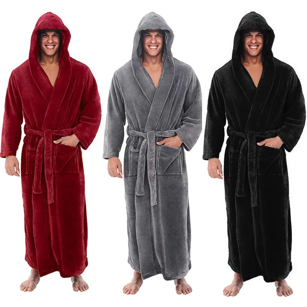 Orthorun | HoodedChill – Cozy Bathrobe for Men – Soft Cotton Robe with Hood