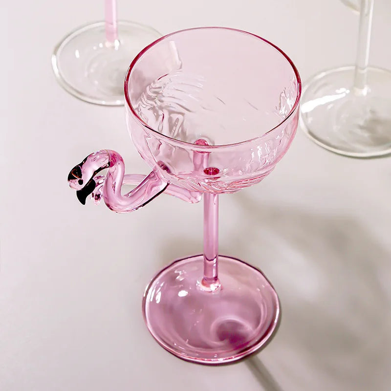 Orthorun | Pink Flamingo Cocktail Clear Party Glasses – Fun Tropical Drinkware Set