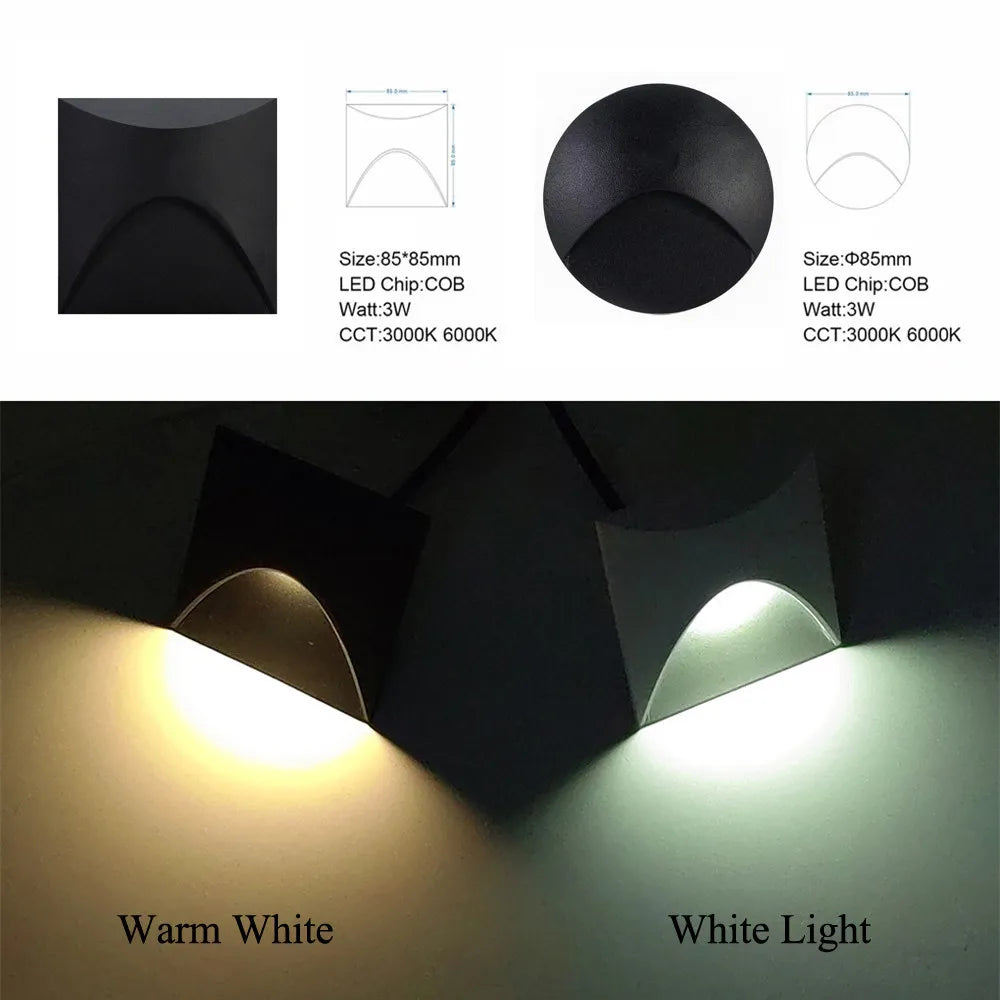 Orthorun | Modern Waterproof IP65 LED Recessed Wall Lamp – 3W Embedded Step & Staircase Balcony Light
