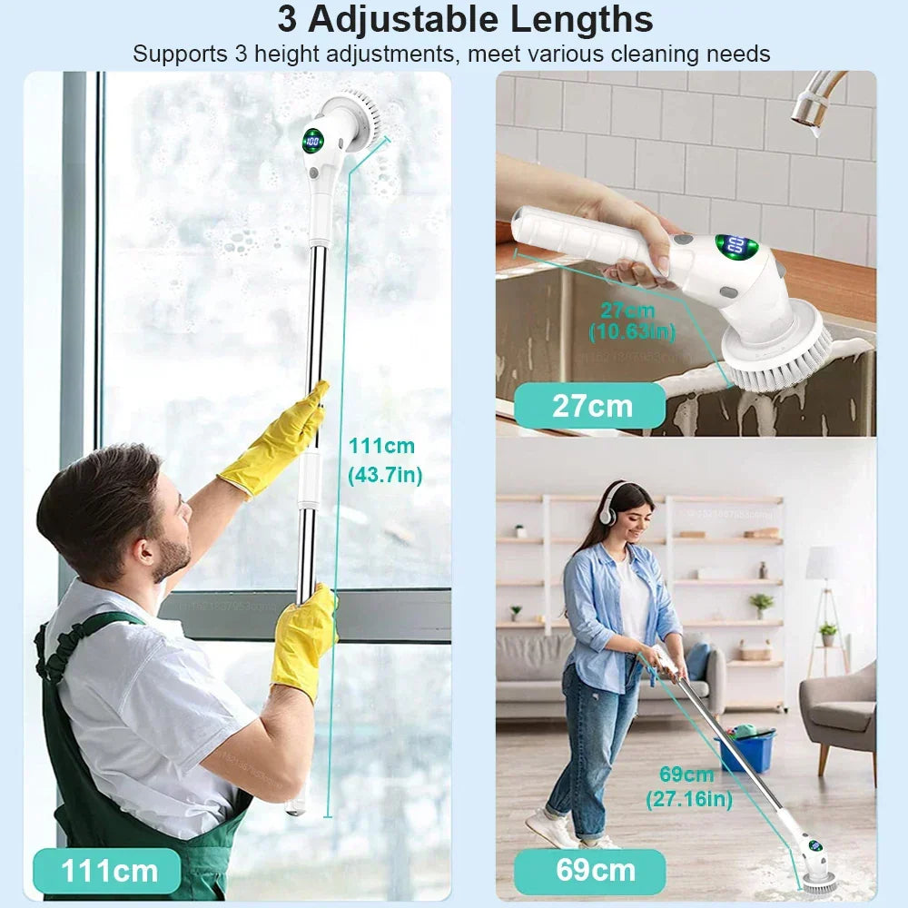 Orthorun | 8-in-1 Multifunctional Electric Cleaning Brush – Wireless & Rotating for Bathroom, Kitchen & Windows