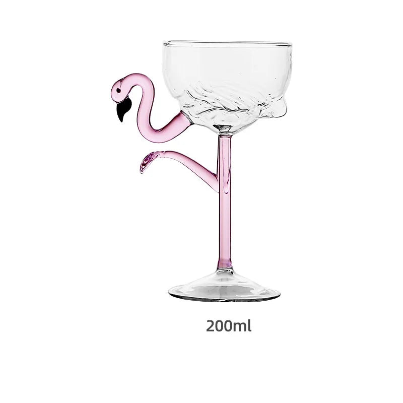Orthorun | Pink Flamingo Cocktail Clear Party Glasses – Fun Tropical Drinkware Set