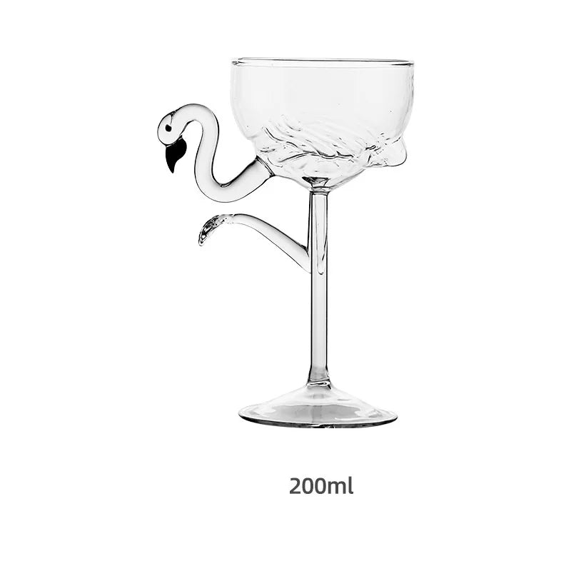 Orthorun | Pink Flamingo Cocktail Clear Party Glasses – Fun Tropical Drinkware Set