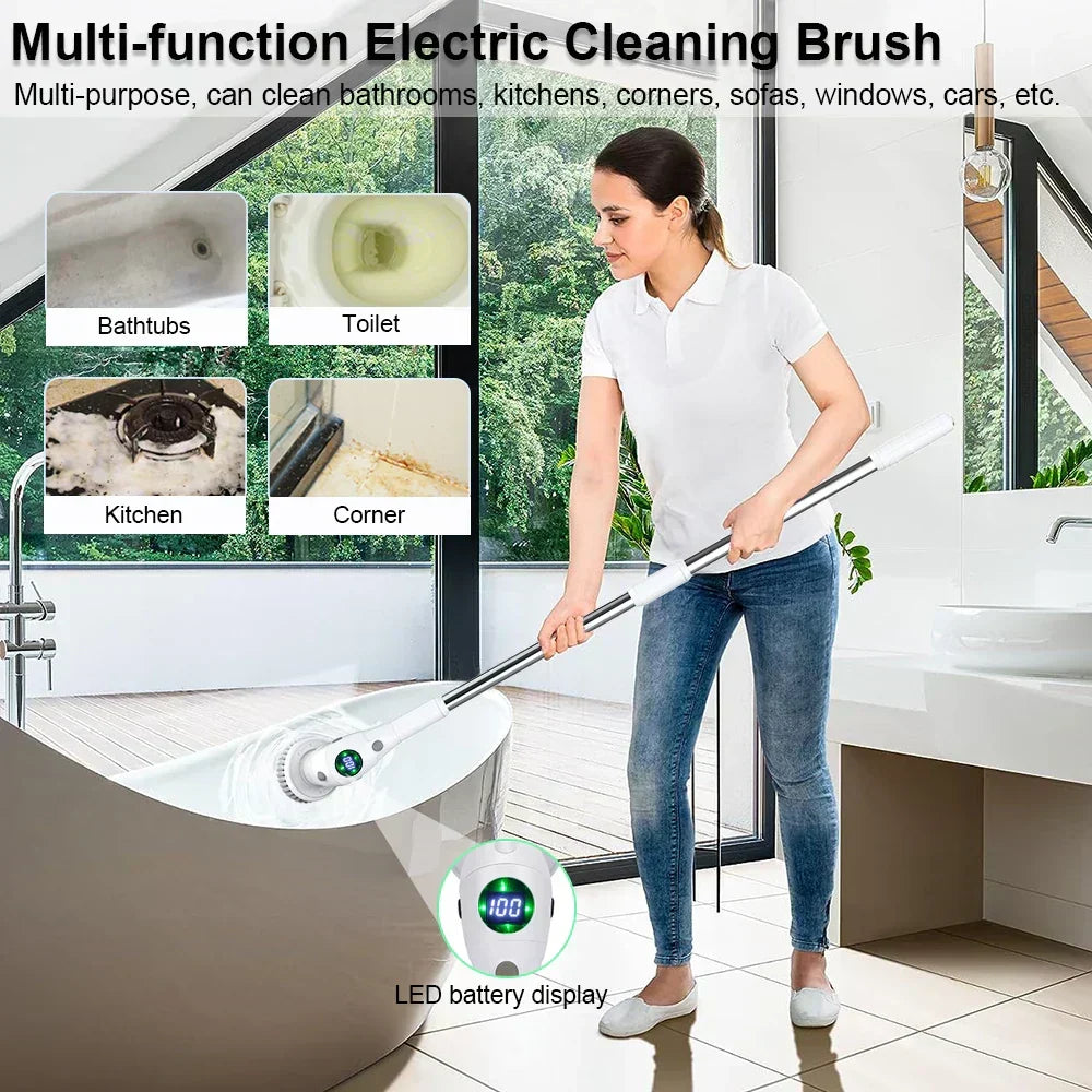 Orthorun | 8-in-1 Multifunctional Electric Cleaning Brush – Wireless & Rotating for Bathroom, Kitchen & Windows