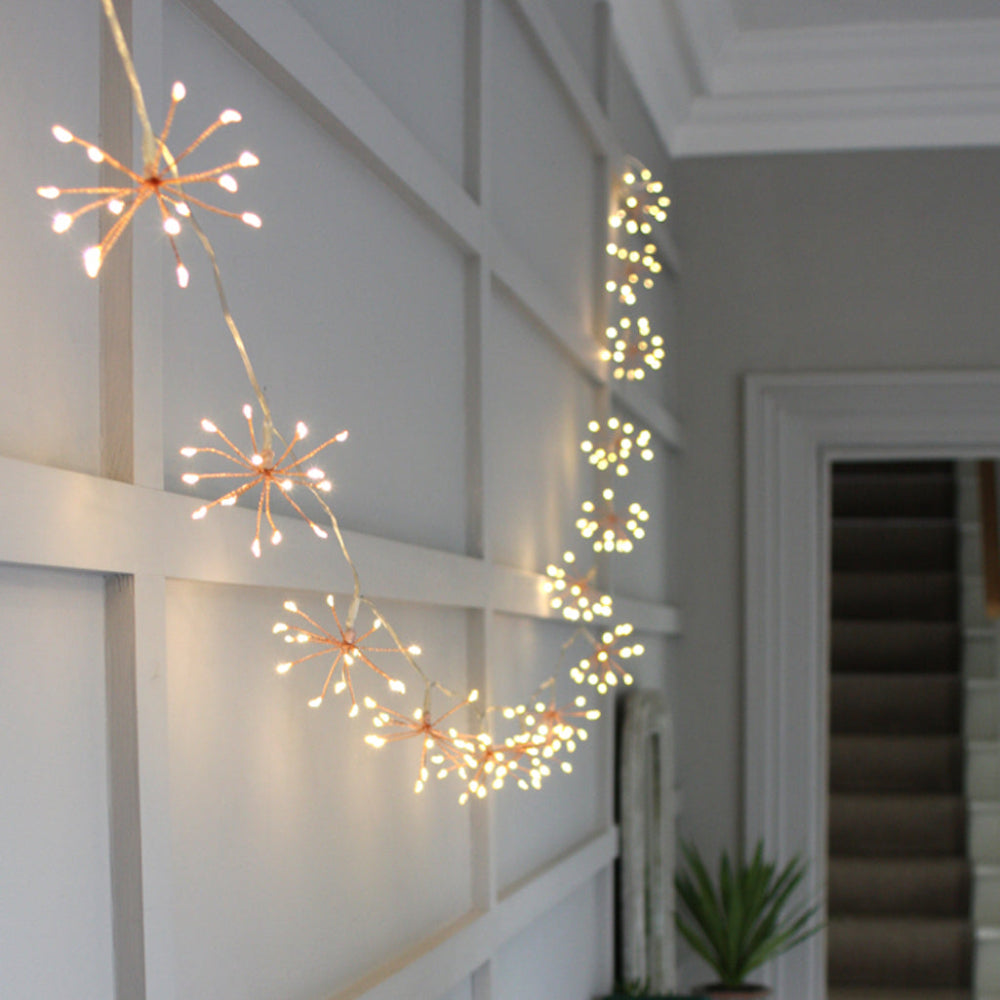 Orthorun | Starburra - Copper Starburst String Lights with Warm White LEDs for Indoor & Outdoor