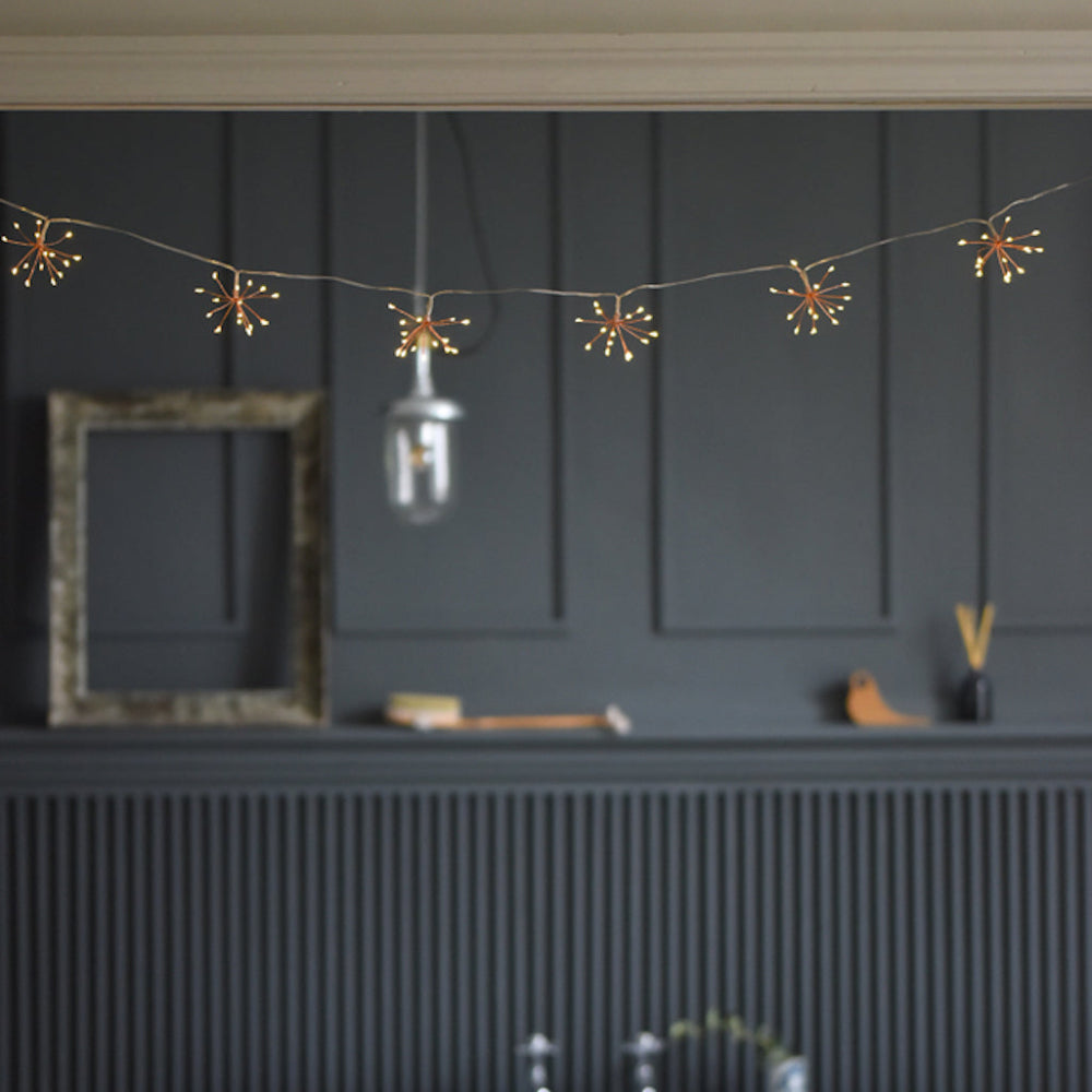 Orthorun | Starburra - Copper Starburst String Lights with Warm White LEDs for Indoor & Outdoor