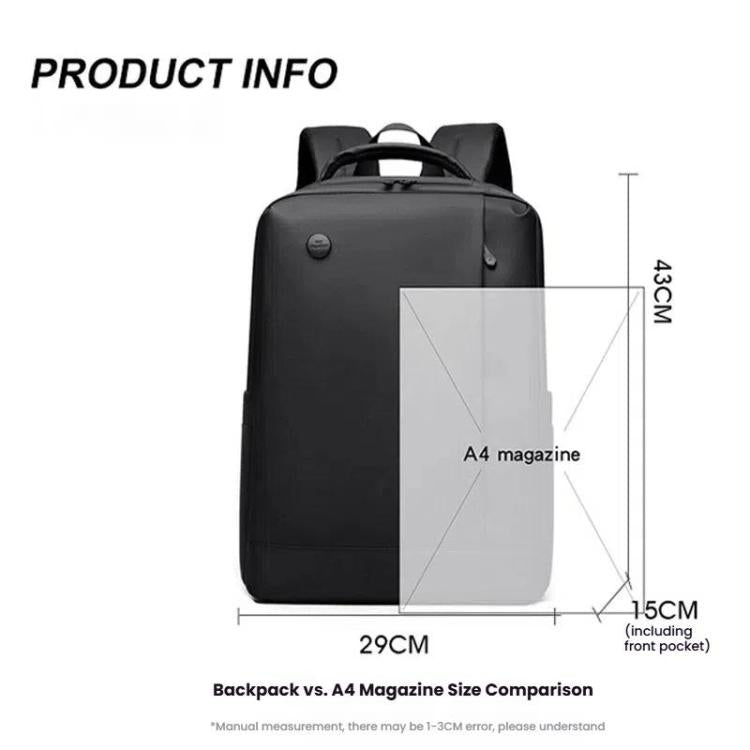Orthorun | Men's 14-Inch Laptop Backpack - Waterproof Large Capacity Business Commuter Backpack (Black)