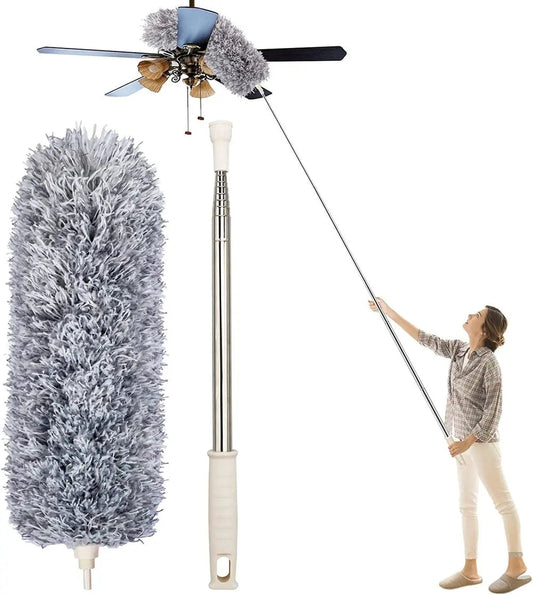 Orthorun | Telescopic Dust Duster with Extra Long Microfiber Head – Includes 3 Free Replacement Cleaning Heads