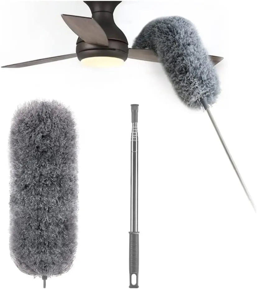 Orthorun | Telescopic Dust Duster with Extra Long Microfiber Head – Includes 3 Free Replacement Cleaning Heads