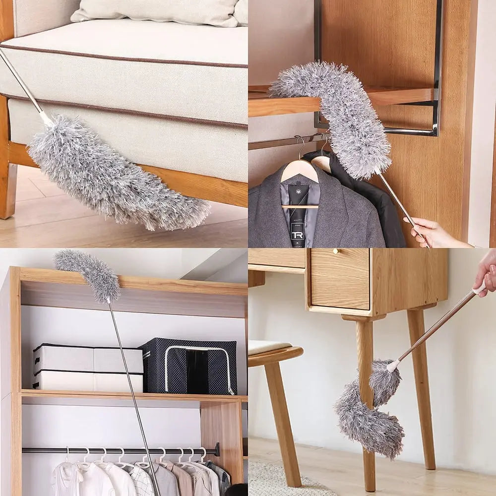 Orthorun | Telescopic Dust Duster with Extra Long Microfiber Head – Includes 3 Free Replacement Cleaning Heads