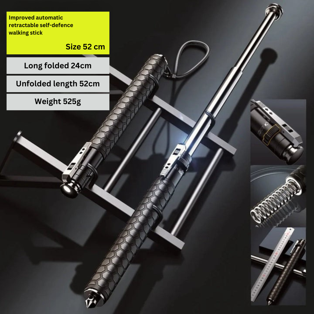 Orthorun | Automatic Self Defense Walking Stick for Hiking & Urban Safety – Tactical Hiking Staff
