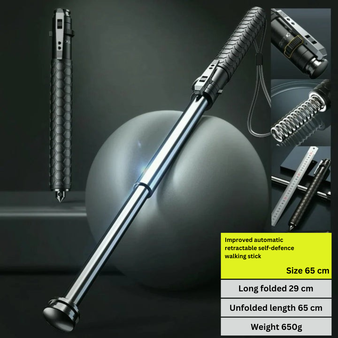 Orthorun | Automatic Self Defense Walking Stick for Hiking & Urban Safety – Tactical Hiking Staff