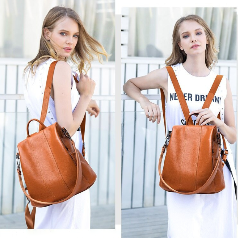Orthorun | Theft-Resistant Leather Backpack – Anti-Theft Travel Bag for Men & Women