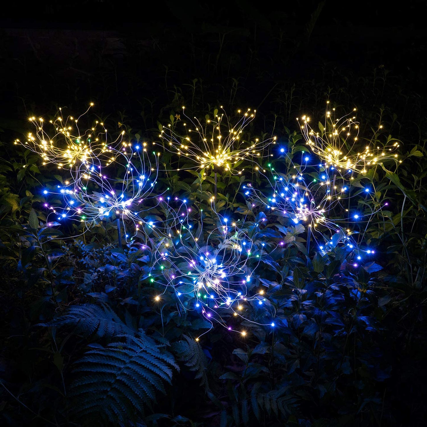Orthorun | 4-Piece Solar Firework Garden Lights – Weatherproof LED Decorative Stakes for Garden & Patio