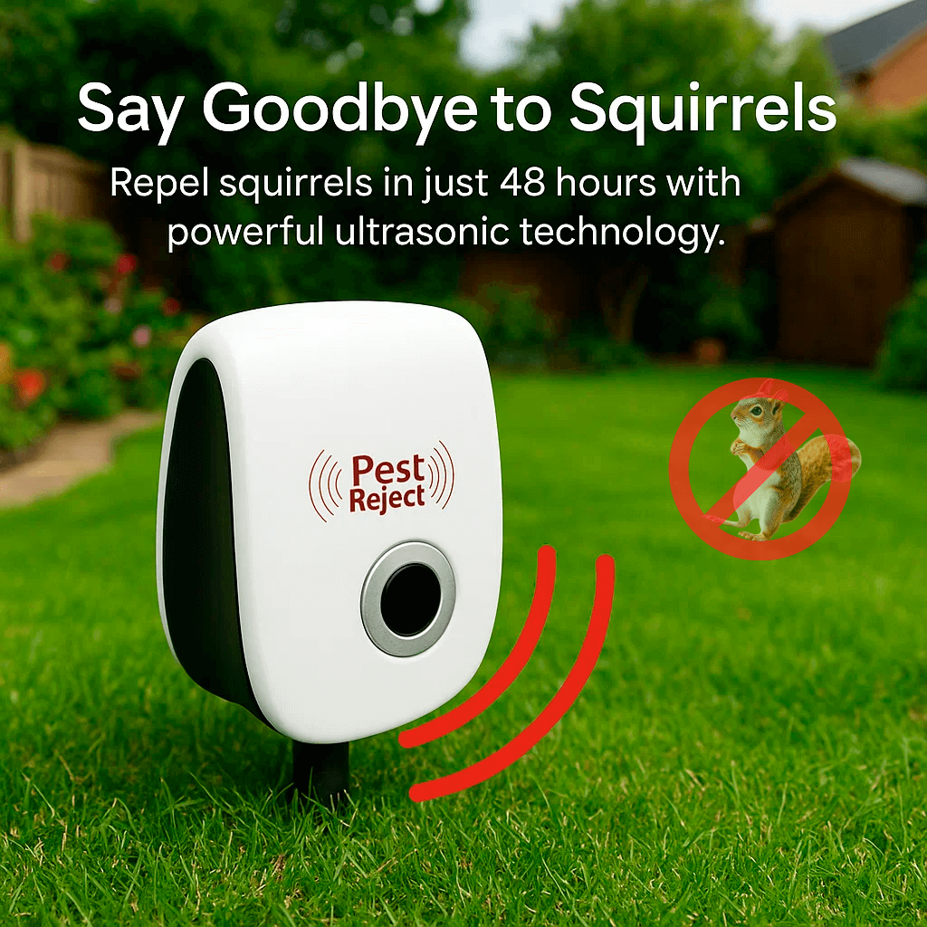 Orthorun | Ultrasonic Squirrel Repeller Device – Effective Pest Control to Deter Squirrels in 48 Hours for Gardens & Yards