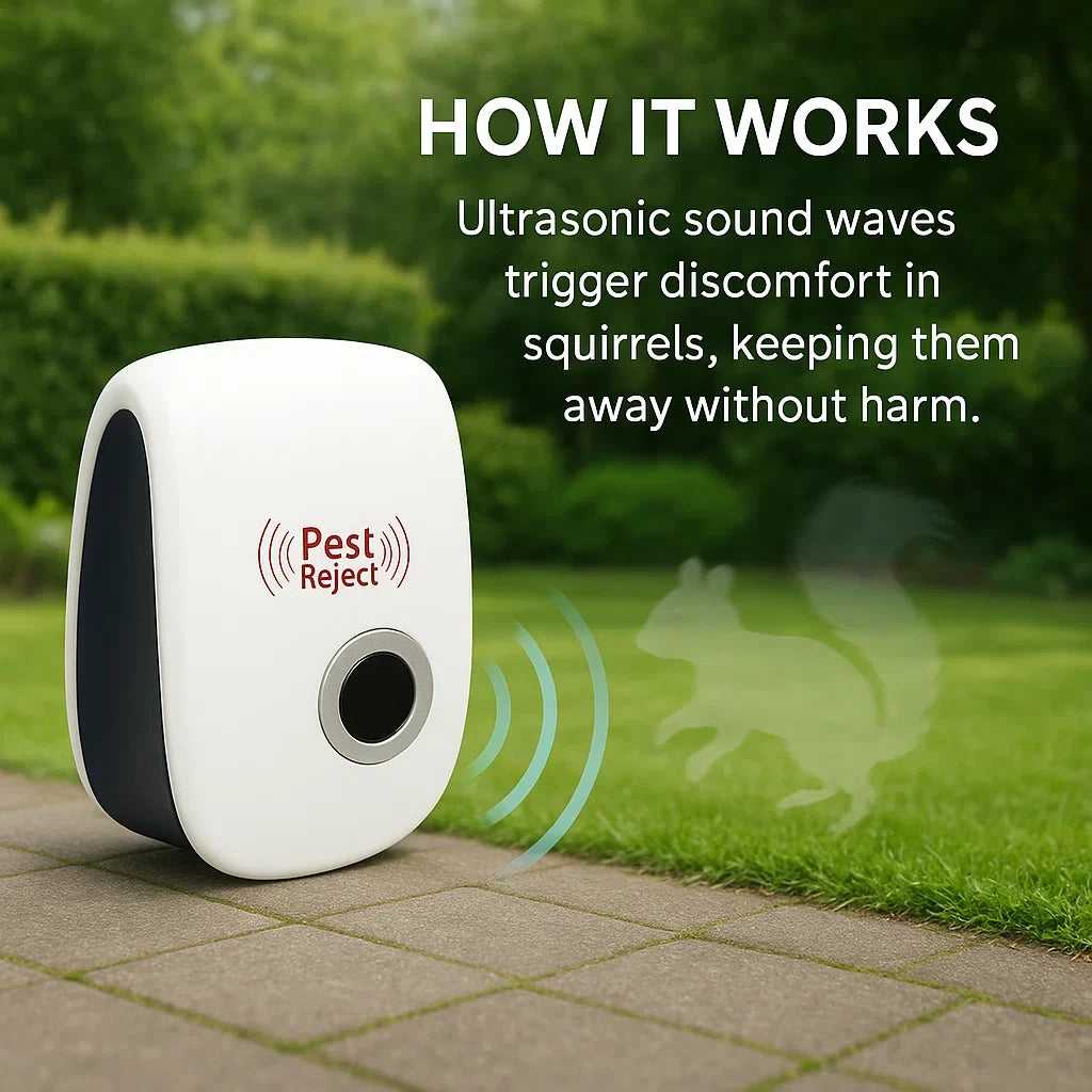 Orthorun | Ultrasonic Squirrel Repeller Device – Effective Pest Control to Deter Squirrels in 48 Hours for Gardens & Yards