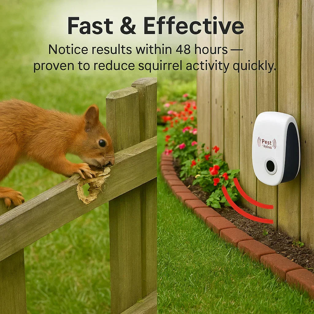 Orthorun | Ultrasonic Squirrel Repeller Device – Effective Pest Control to Deter Squirrels in 48 Hours for Gardens & Yards